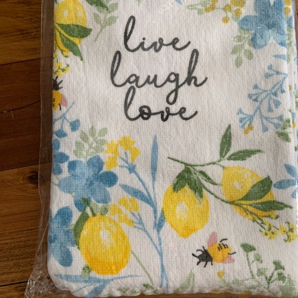 Live Laugh Love Lemons and Bees Kitchen Towel Set - Picture 2 of 4